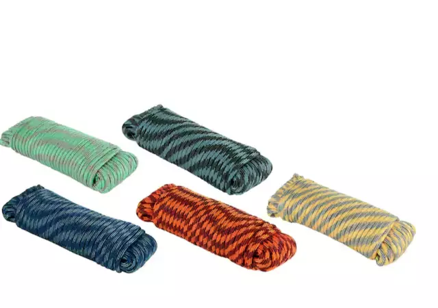 5PK 1/4 in x 100 ft. Assorted Color Heavy-Duty Polypropylene Diamond Braid Rope