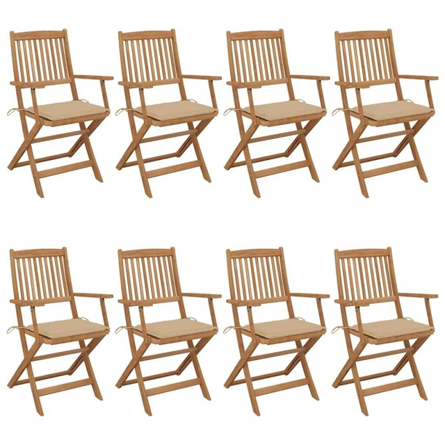 VidaXL Sedie da Giardino Pieghevoli 8 pz con Legno Massello di Acacia