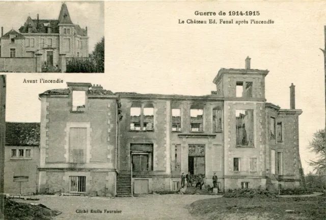 BADONVILLER Guerre 1914 1915 Le château d'Ed Fenal avant et après l'incendie