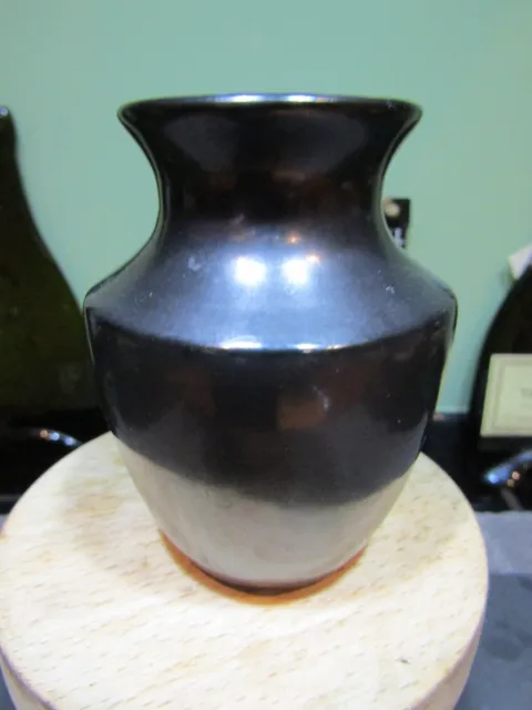 A Pre-owned Prinknash Pottery Miniature Vase/Pot Pewter Lustre Gun Metal Black