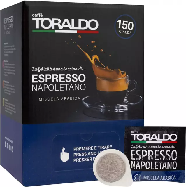 150 Cialde Caffè Toraldo Filtro Carta ESE 44 mm Miscela Arabica SPED. GRATUITA