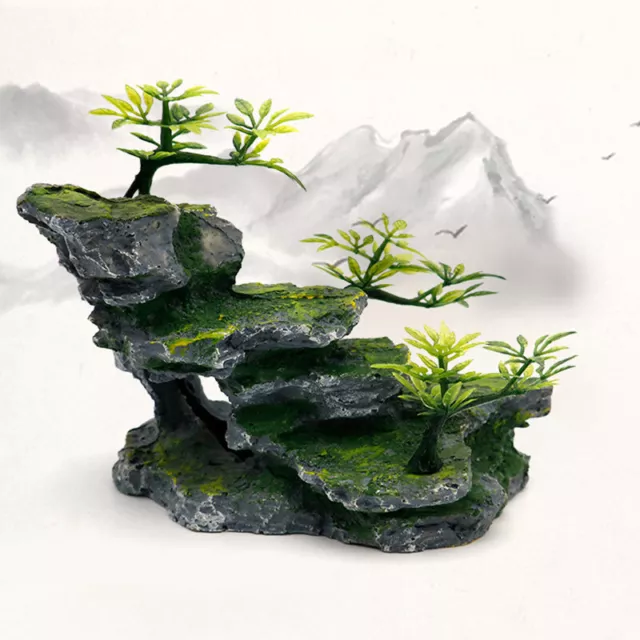 Artificial Aquarium Mountain Resin Stone Rock Reef Cave Fish Tank Ornament Decor