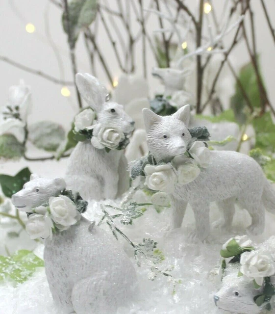 Gisela Graham Natale Bianco Orso Polare Fox Renna Lepre Riccio Decorazione
