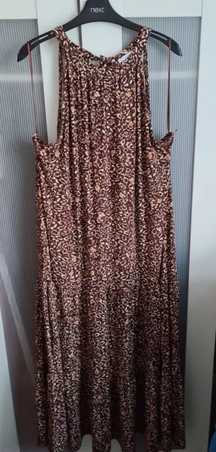 Next Ladies Animal Print Halterneck Sleeveless Maxi Dress Size 16T BNWT