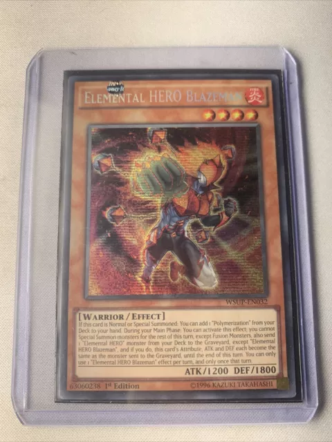 Elemental HERO Blazeman - WSUP-EN032 - Prismatic Secret Rare, 1st Ed NM Yugioh