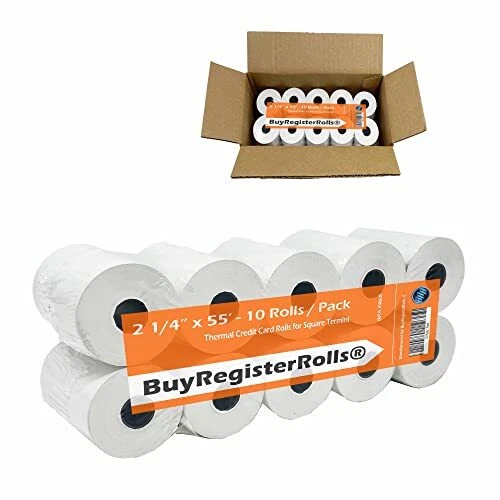 Receipt Paper Roll for Square Terminal Credit Card Machine 2 1/4 x 55 (10 rol...