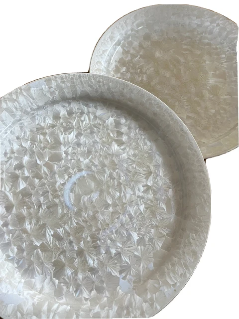 Jamil Scherief  Opal Crystalline Glaze 12” Large Pottery Dinner Plates Set of 2