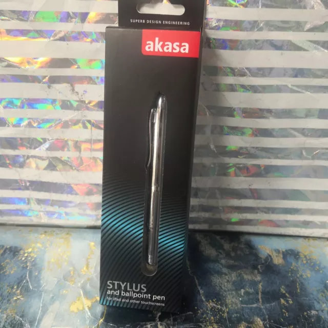 New Akasa AK-TPN-03SL Touch Screen Stylus Ballpoint Pen for iPad Tablet Silver