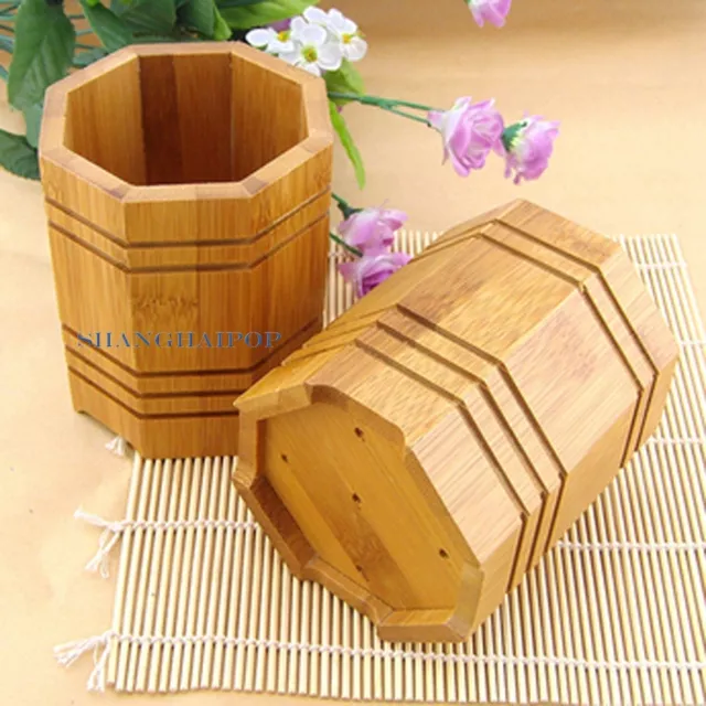 Bamboo Wood Chopstick Storage Holder Pen Pencil Case Basket Box Chinese Vintage