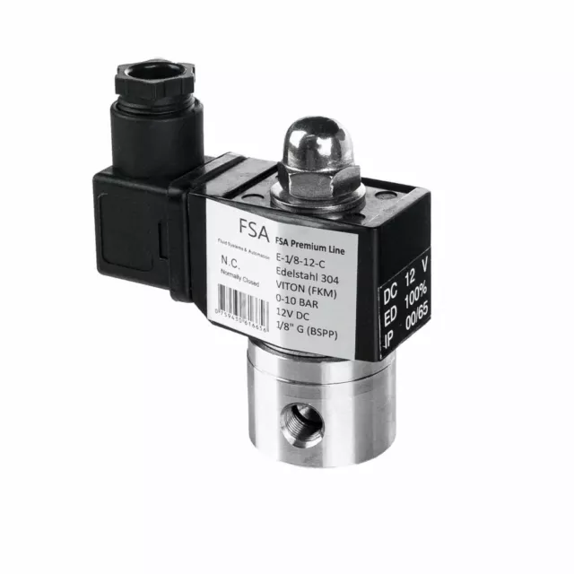 FSA Magnetventil Edelstahl stromlos geschlossen 1/8-2" bis 150°C