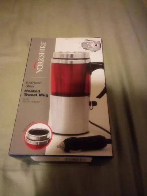  Yorkshire Stainless Steel Red Heated Auto Travel Mug with auto charger 