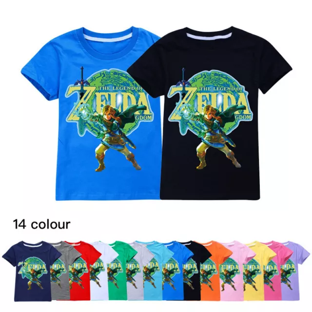 Boys Girls Summer Casual Short Sleeves T-shirt Zelda Kids Cotton T-shirt Tops UK