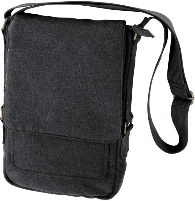 SALE! Vintage Black Canvas Military Style Tech Crossbody Bag Adjustable Strap