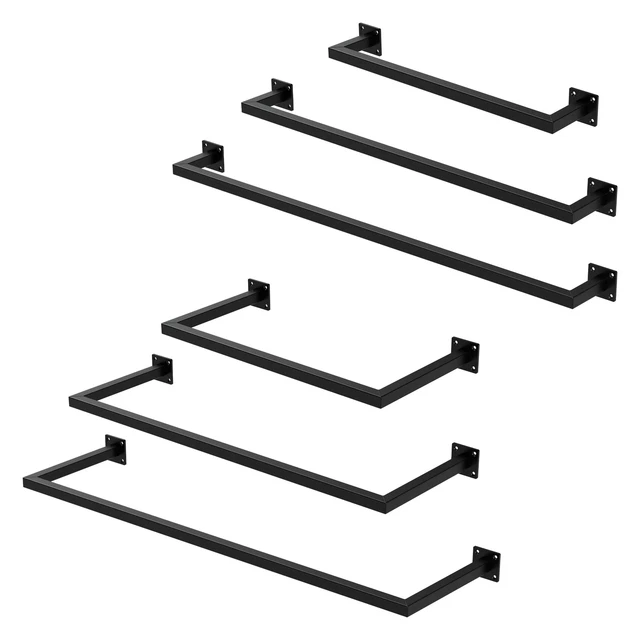 Appendiabiti porta asciugamani barra in acciaio nero da parete varie dimensioni