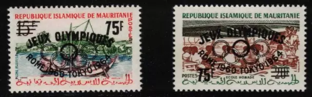 Mauritania #126-127 In Note. Tokyo Overprint Type. M.N.H. 1962