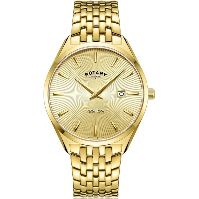 Rotary GB08013-03 Uomo Ultraslim Oro Tono Custodia Polso