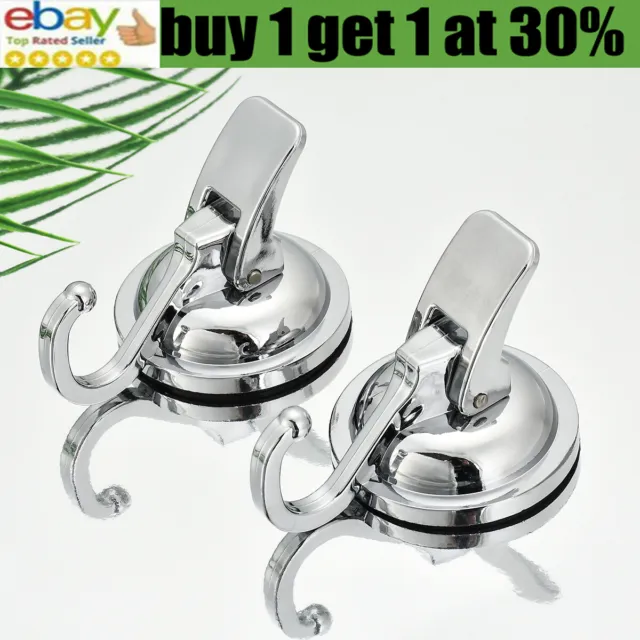 2x Heavy Duty Strong Suction Cup Hooks Hanger Tile Window Glass BathroomKitcheCR