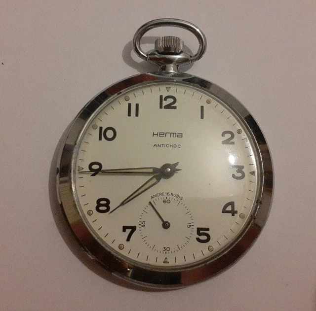 MONTRE À GOUSSET Herma Antichoc Ancre 16 Rubis EUR 20,50 PicClick FR