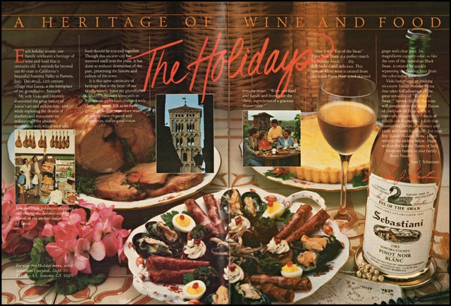 1984 Sebastiani vineyard wines Holiday menu food vintage photo print ad ads51