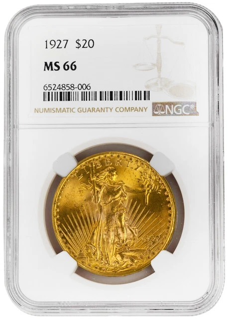 1927 $20 St. Gaudens, NGC MS66