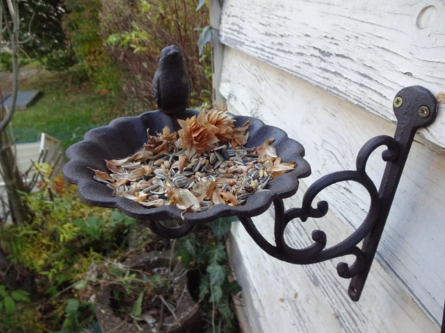 Nostalgische Vogeltränke, Gusseisen, Wandmontage, Wildvögel, Gartendeko 2