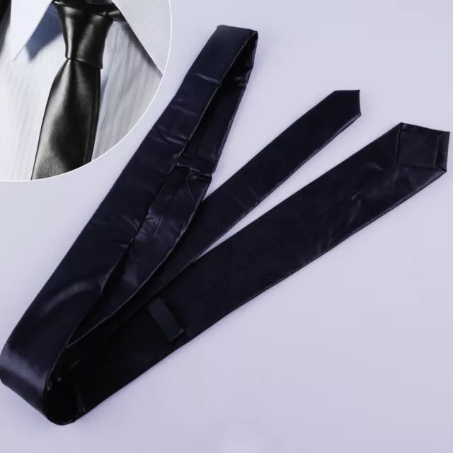 HERREN LEDERKRAWATTE PU Leder Schlips Krawatte Schwarz PU Leather Neck Tie  55mm EUR 11,80 - PicClick DE