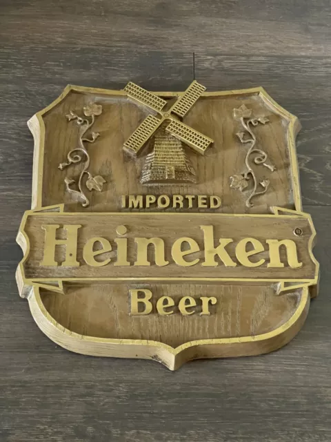 1983 Vintage Heineken Bieren Beer Advertising Bar Sign Shield Windmill Edition