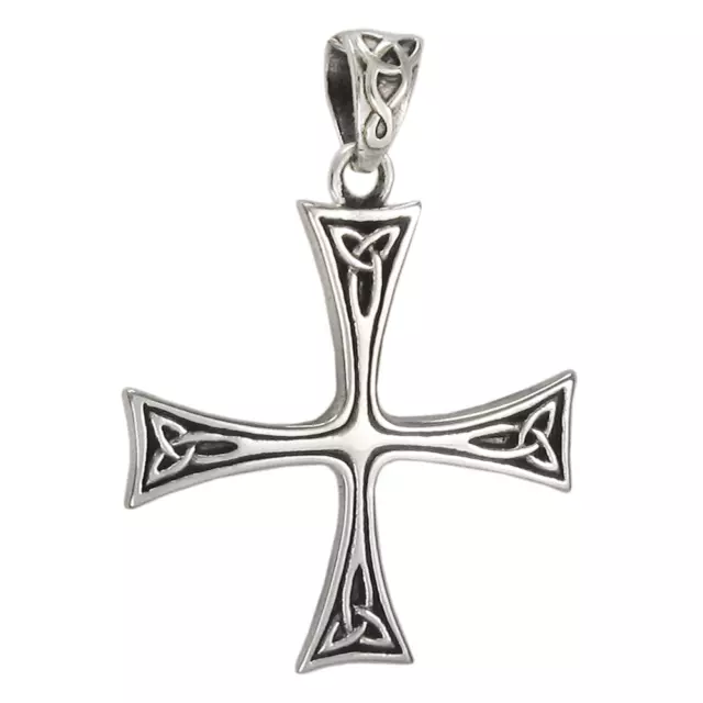 Sterling Silver Celtic Triskele Sun Cross Pendant Iron Cross Knotwork Jewelry