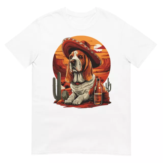 Basset Hound Dog Cinco De Mayo Unisex Cotton T-Shirt Dog Lover Mexican Gift Tee