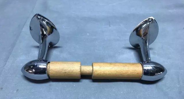 VTG Chrome Brass Art Deco Bullet End Bathroom Toilet Paper Holder Old 1537-23B
