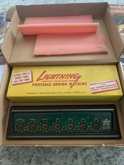2 Antique Lightning Adding Machines 1946 Model.