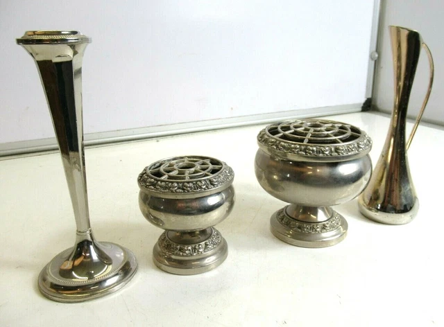 Vintage Retro Silver Plated Flower Vase  Posy  Rose Bowl pot pourri job Lot x 4