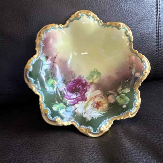 Antique GDA France Hand Painted Bowl With Gold Trim - Beautiful!!