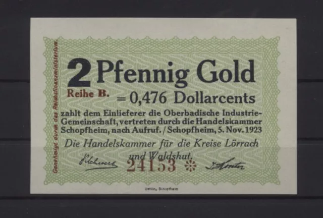 [27193] - GOLD-NOTGELD SCHOPFHEIM, Handelskammer für Lörrach und Waldshut, 2 Pfe