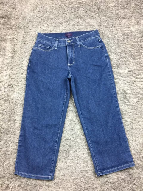 NYDJ Crop Jeans Womens Size 4 Blue Dark Wash Denim Capri Not Your Daughters Jean