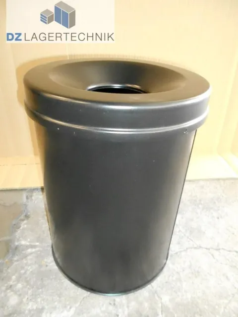 Abfallsammler Papierkorb selbst löschend Abfalleimer Mülleimer 15 Liter schwarz