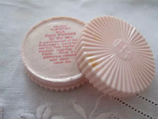 Vintage Helena Rubinstien Face Powder 1950s Ladies Unused Silk Lucite Pot Box