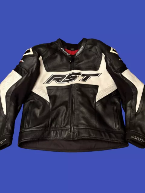 RST TracTech Evo R CE Men's Leather Jacket Size UK46/EU56/XL Black White