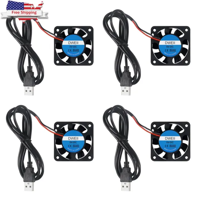 4-Pack 40Mm X10Mm DC 5V USB Brushless Cooling Fan, Oil Bearing 4010 Small ⭐️⭐️⭐️