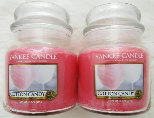 Yankee Candle COTTON CANDY Med Jar 1 wick  USA Rare Retired 2 PACK