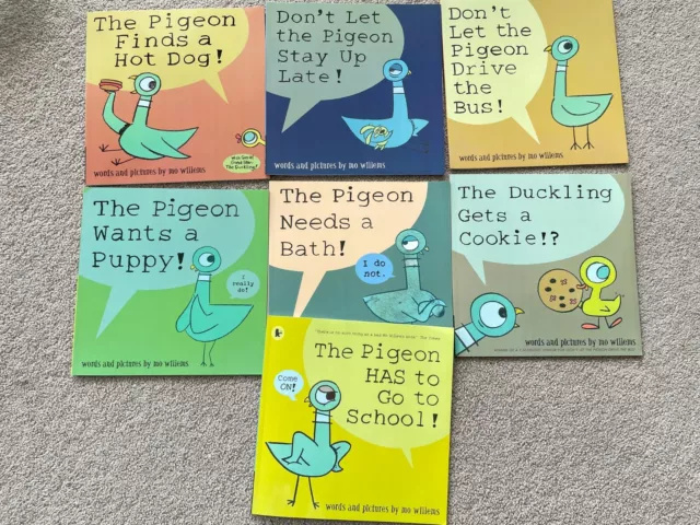 Brand New Mo Willems Pigeon Book Set 7 Books Don't Let the Pigeon Drive the Bus