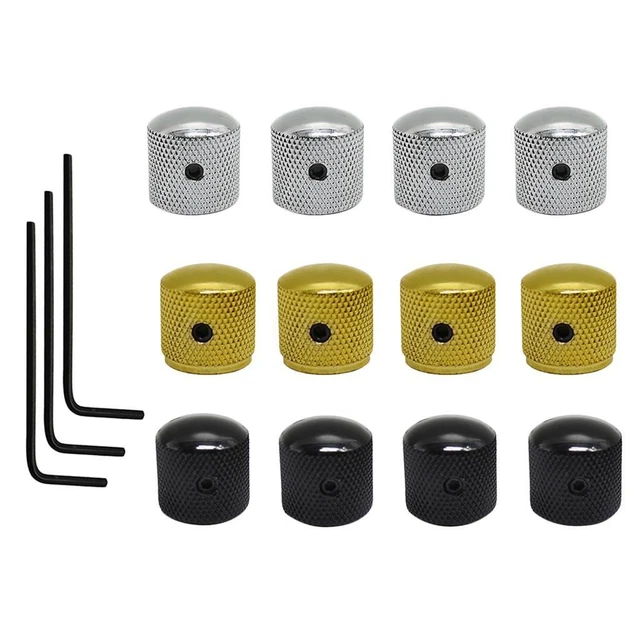 Lot De 4 Boutons Potentiomètre Volume 6mm Pour Basse Ou Guitare – Finition Argentée