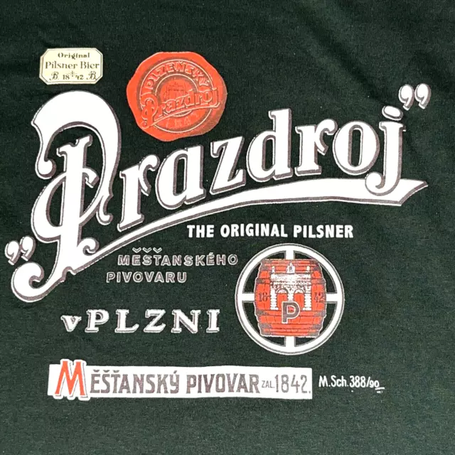 Prazdroj Pilsner Bier T-Shirt Czech Beer Promotional Green Size M