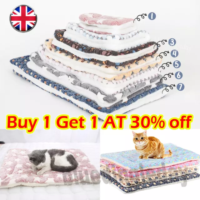 Pet Mat Paw Print Cat Dog Puppy Fleece Mattres Bed Warm Cushion Soft Blanket