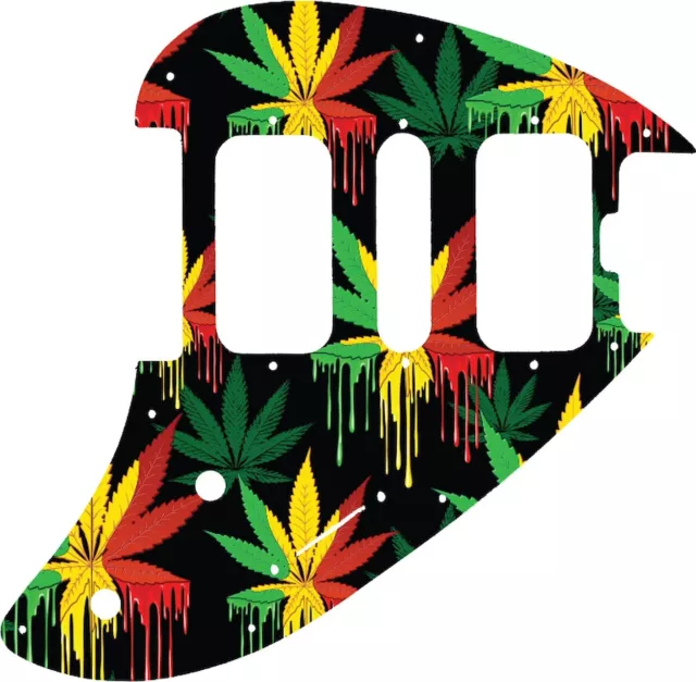 WD Custom Pickguard For Music Man Silhouette #GC01 Rasta Cannabis Drip Graphic