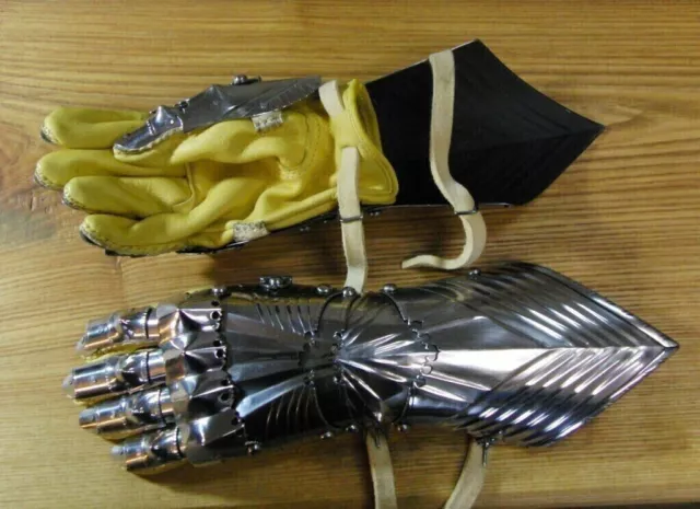 18GA Steel Medieval Late Gothic Knight Finger Gauntlets Armor Gloves LARP Cospl