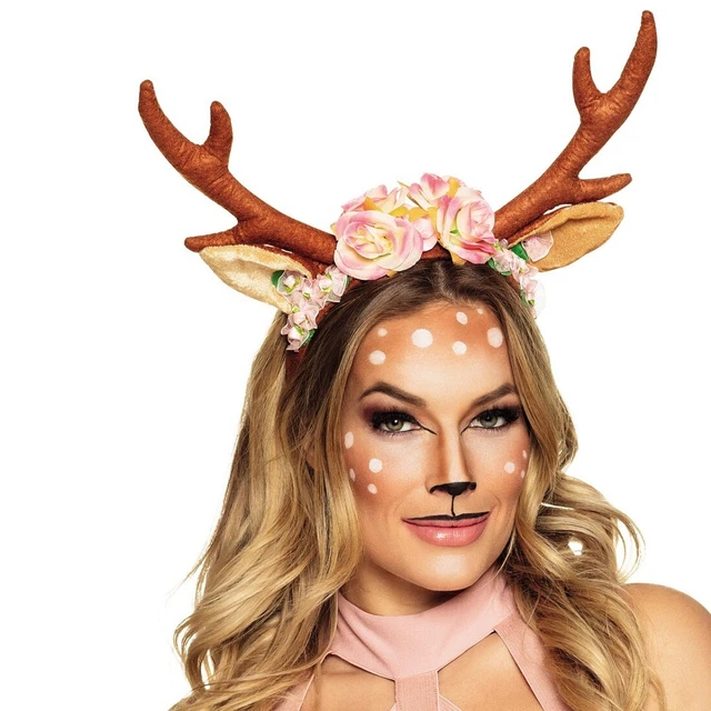 Peli di renna con fiori fiori fiori gioielli per capelli cervo corna pneumatici per capelli diadema