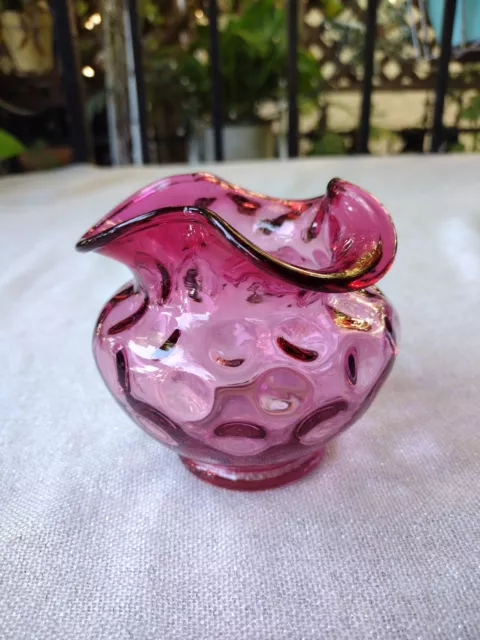 Small Fenton Cranberry Glass Vase