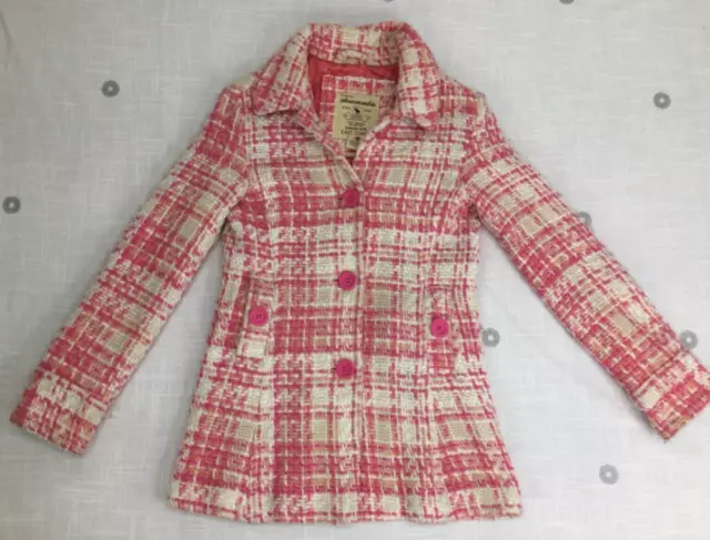 VTG Abercrombie East Coast Woven Wool Big Button Pea Coat Junior Girls Sz L