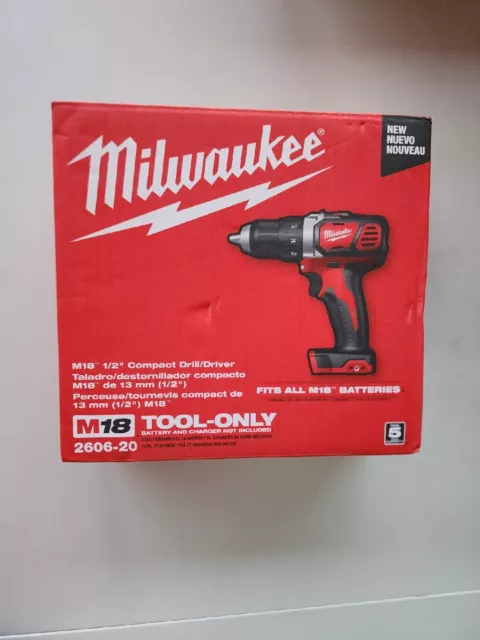 Nuevo taladro compacto de 1/2 pulgada Milwaukee 2606-20 M18 18 voltios